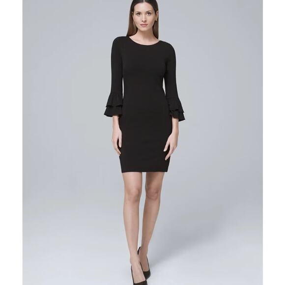 WHBM Tiered Sleeve Knit Shift Black Dress Size XXS - Picture 1 of 7